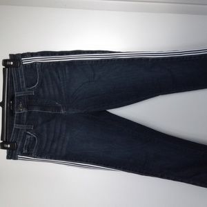 Joe’s high rise dark wash side stripe raw hem skinny jeans size 27